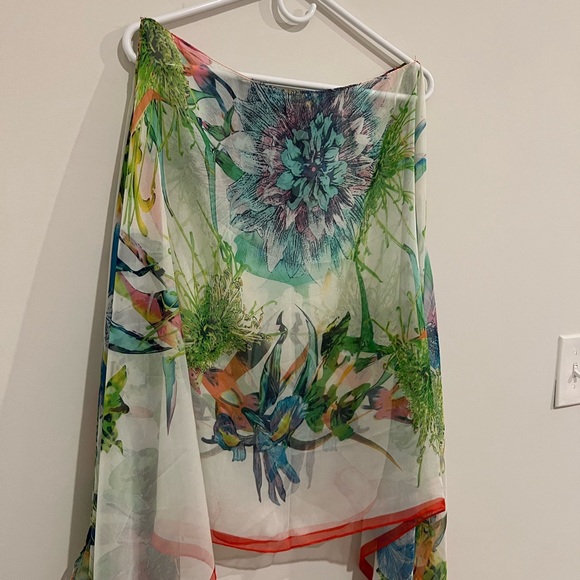 Women OS Kimono Silk Blend Floral Tropical Novelty Cruise Wear Beach Coastal Top - Picture 3 of 3